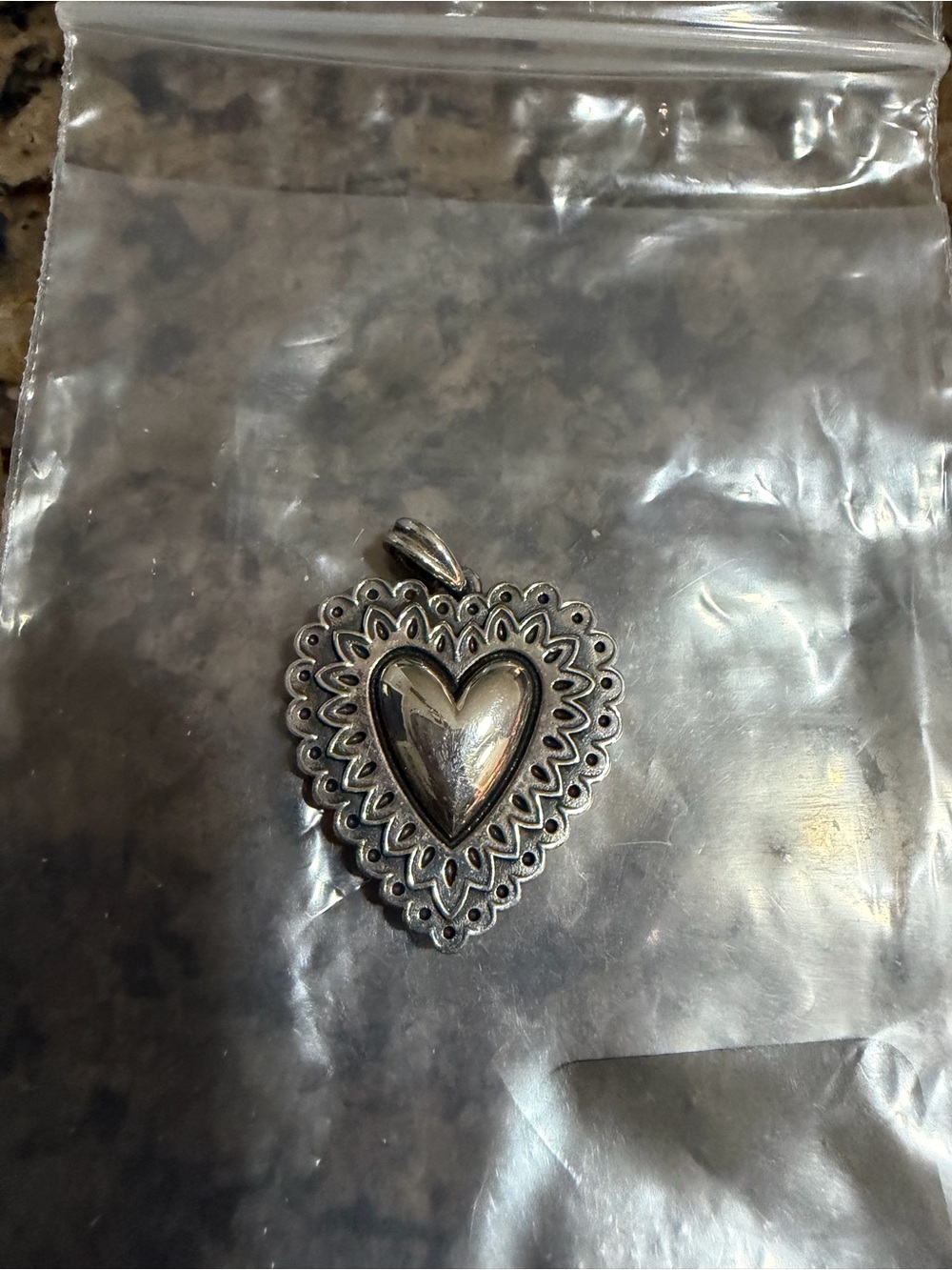 James Avery Silver Heart Filigree Brooch